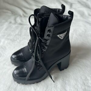prada “nylon lace-up combat boots” size EU 37